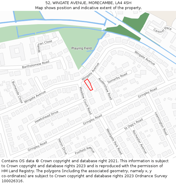 52, WINGATE AVENUE, MORECAMBE, LA4 4SH: Location map and indicative extent of plot