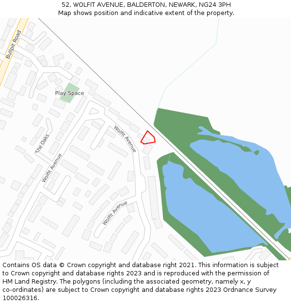 52, WOLFIT AVENUE, BALDERTON, NEWARK, NG24 3PH: Location map and indicative extent of plot