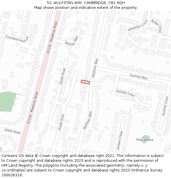 52, WULFSTAN WAY, CAMBRIDGE, CB1 8QH: Location map and indicative extent of plot