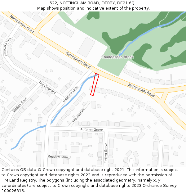 522, NOTTINGHAM ROAD, DERBY, DE21 6QL: Location map and indicative extent of plot