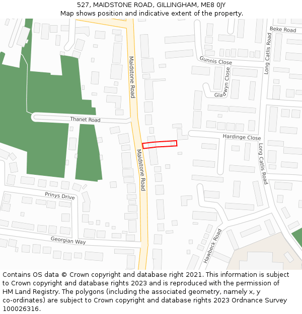 527, MAIDSTONE ROAD, GILLINGHAM, ME8 0JY: Location map and indicative extent of plot