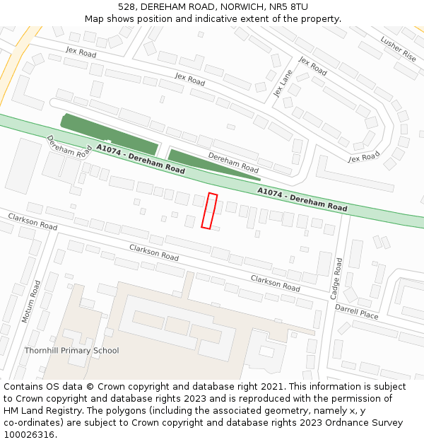 528, DEREHAM ROAD, NORWICH, NR5 8TU: Location map and indicative extent of plot