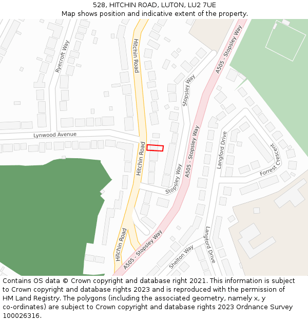 528, HITCHIN ROAD, LUTON, LU2 7UE: Location map and indicative extent of plot