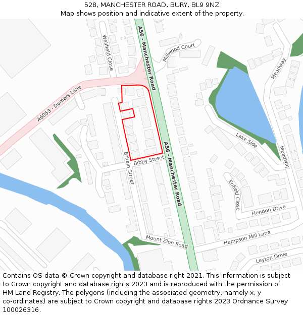 528, MANCHESTER ROAD, BURY, BL9 9NZ: Location map and indicative extent of plot