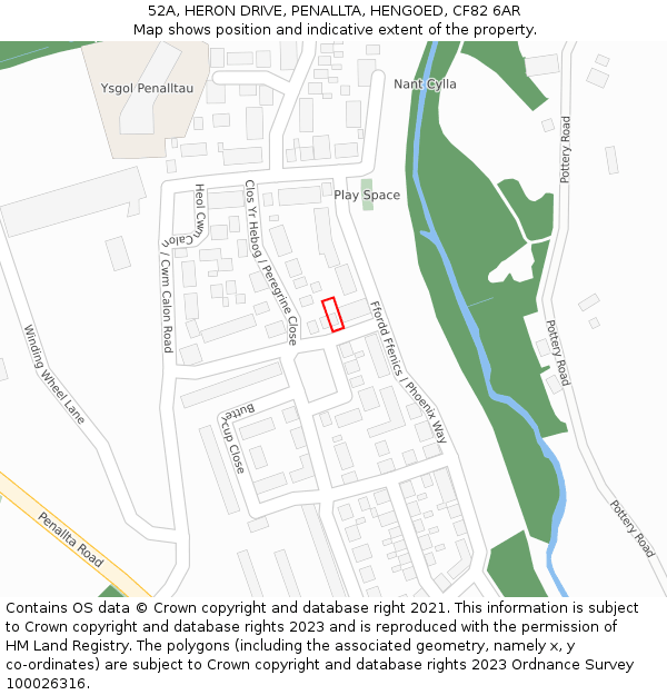 52A, HERON DRIVE, PENALLTA, HENGOED, CF82 6AR: Location map and indicative extent of plot