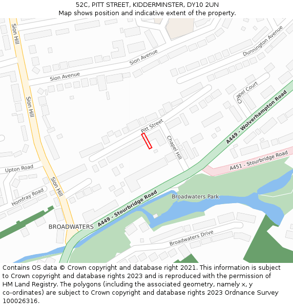 52C, PITT STREET, KIDDERMINSTER, DY10 2UN: Location map and indicative extent of plot