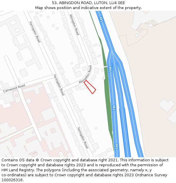 53, ABINGDON ROAD, LUTON, LU4 0EE: Location map and indicative extent of plot