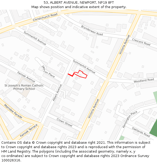 53, ALBERT AVENUE, NEWPORT, NP19 8FT: Location map and indicative extent of plot
