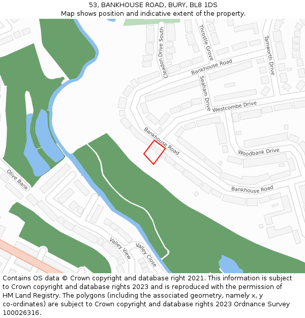 53, BANKHOUSE ROAD, BURY, BL8 1DS: Location map and indicative extent of plot