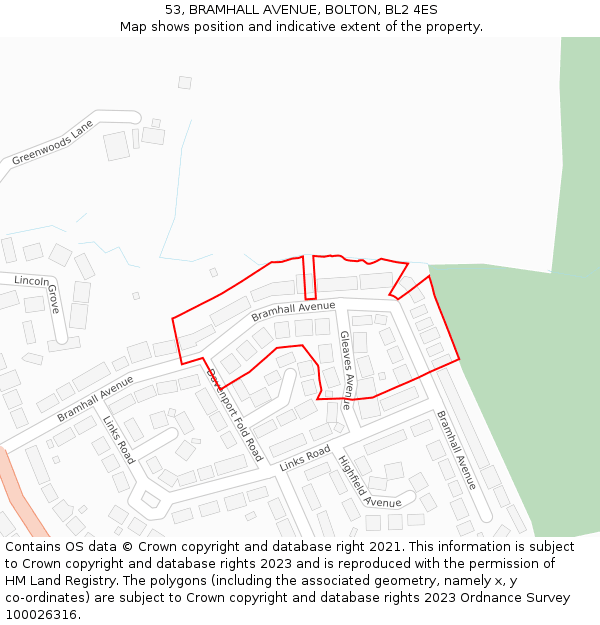 53, BRAMHALL AVENUE, BOLTON, BL2 4ES: Location map and indicative extent of plot