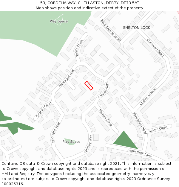 53, CORDELIA WAY, CHELLASTON, DERBY, DE73 5AT: Location map and indicative extent of plot