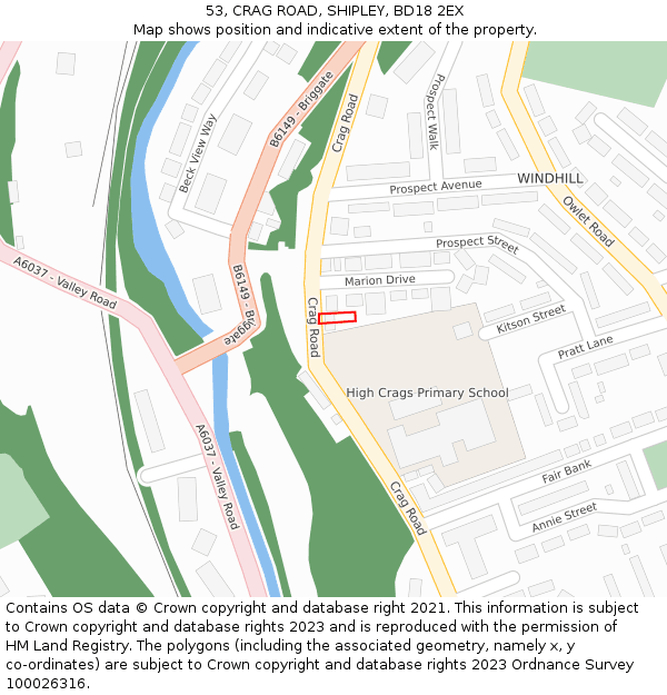 53, CRAG ROAD, SHIPLEY, BD18 2EX: Location map and indicative extent of plot