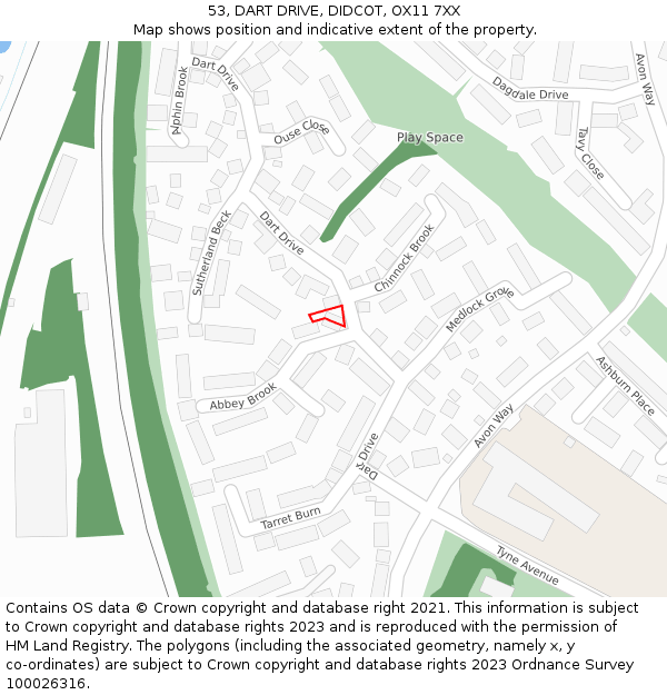 53, DART DRIVE, DIDCOT, OX11 7XX: Location map and indicative extent of plot