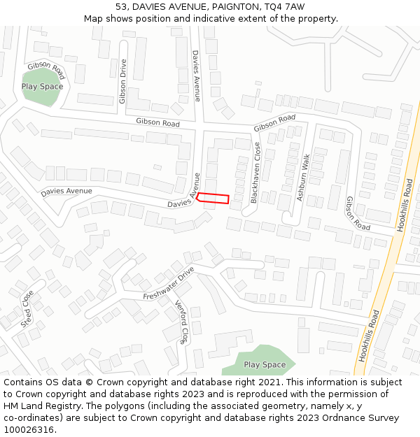 53, DAVIES AVENUE, PAIGNTON, TQ4 7AW: Location map and indicative extent of plot