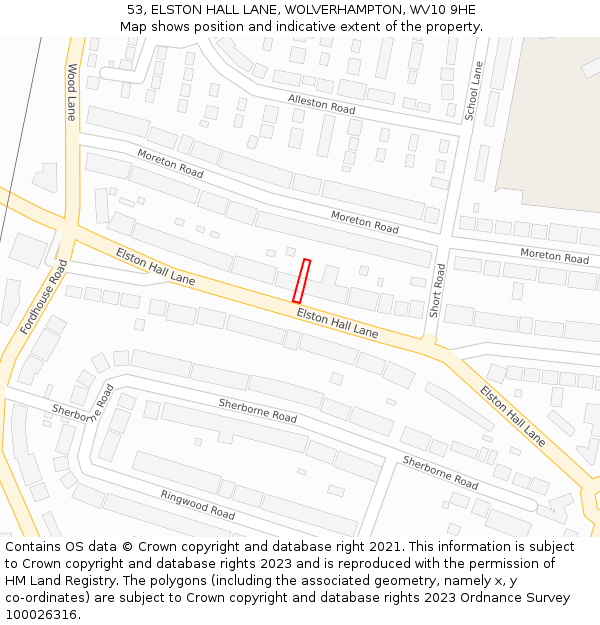53, ELSTON HALL LANE, WOLVERHAMPTON, WV10 9HE: Location map and indicative extent of plot