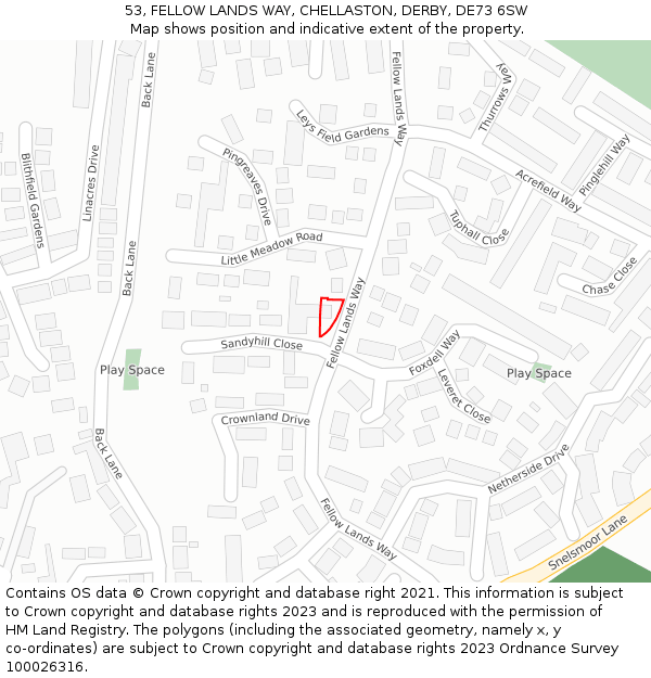 53, FELLOW LANDS WAY, CHELLASTON, DERBY, DE73 6SW: Location map and indicative extent of plot