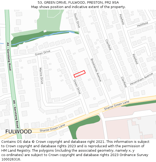 53, GREEN DRIVE, FULWOOD, PRESTON, PR2 9SA: Location map and indicative extent of plot