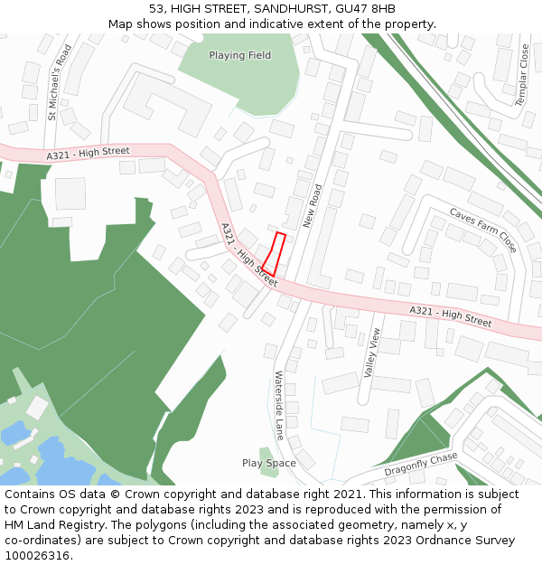 53, HIGH STREET, SANDHURST, GU47 8HB: Location map and indicative extent of plot