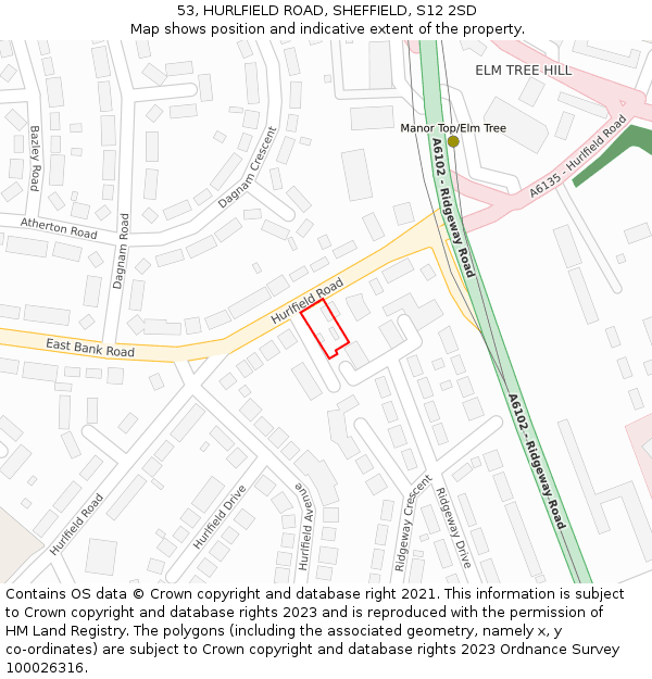 53, HURLFIELD ROAD, SHEFFIELD, S12 2SD: Location map and indicative extent of plot