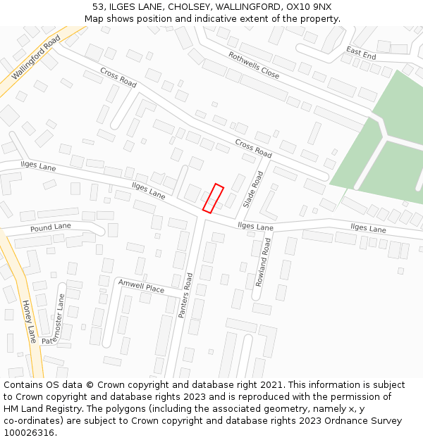 53, ILGES LANE, CHOLSEY, WALLINGFORD, OX10 9NX: Location map and indicative extent of plot