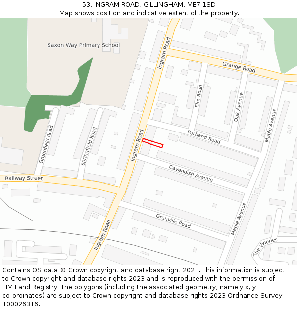 53, INGRAM ROAD, GILLINGHAM, ME7 1SD: Location map and indicative extent of plot