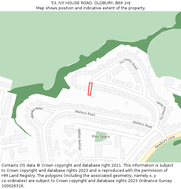 53, IVY HOUSE ROAD, OLDBURY, B69 1HJ: Location map and indicative extent of plot