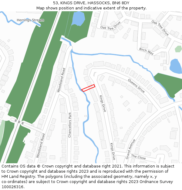 53, KINGS DRIVE, HASSOCKS, BN6 8DY: Location map and indicative extent of plot