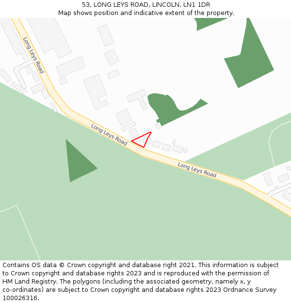 53, LONG LEYS ROAD, LINCOLN, LN1 1DR: Location map and indicative extent of plot