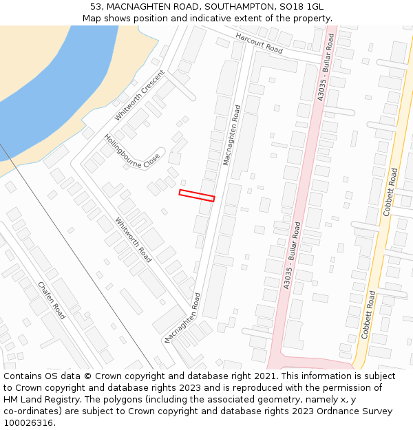 53, MACNAGHTEN ROAD, SOUTHAMPTON, SO18 1GL: Location map and indicative extent of plot