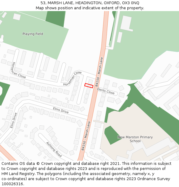 53, MARSH LANE, HEADINGTON, OXFORD, OX3 0NQ: Location map and indicative extent of plot