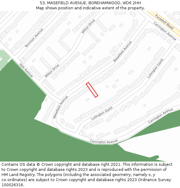 53, MASEFIELD AVENUE, BOREHAMWOOD, WD6 2HH: Location map and indicative extent of plot