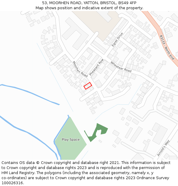 53, MOORHEN ROAD, YATTON, BRISTOL, BS49 4FP: Location map and indicative extent of plot