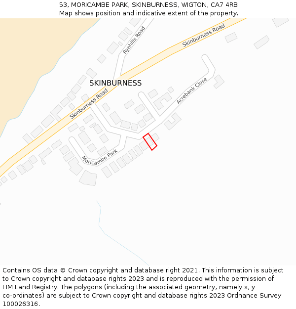 53, MORICAMBE PARK, SKINBURNESS, WIGTON, CA7 4RB: Location map and indicative extent of plot