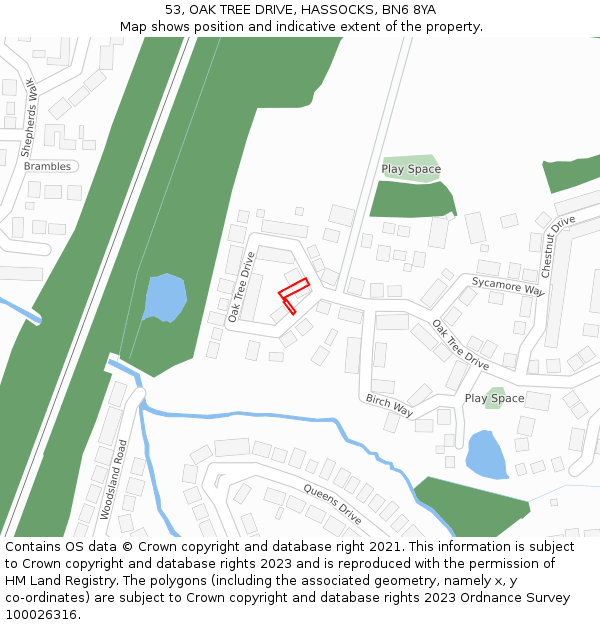 53, OAK TREE DRIVE, HASSOCKS, BN6 8YA: Location map and indicative extent of plot