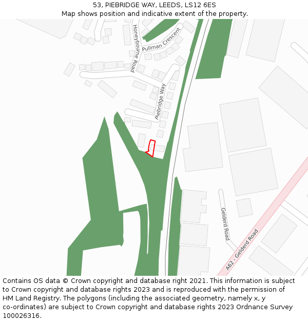 53, PIEBRIDGE WAY, LEEDS, LS12 6ES: Location map and indicative extent of plot
