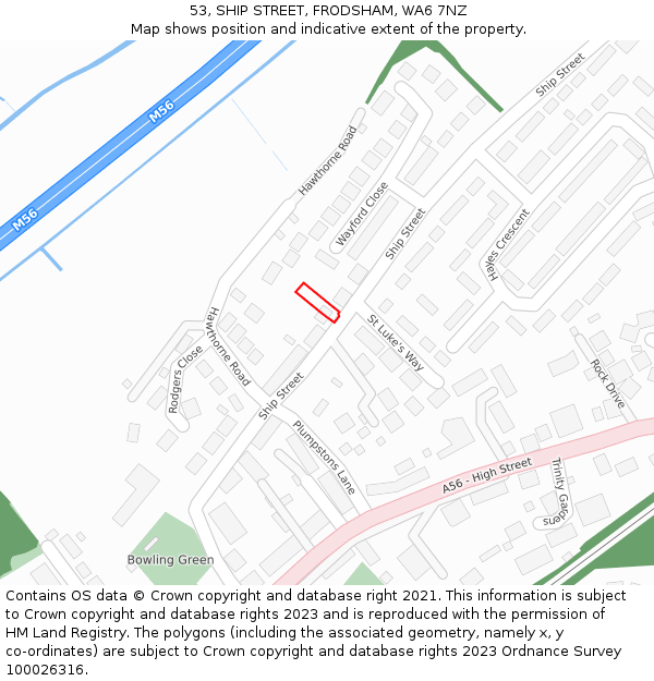 53, SHIP STREET, FRODSHAM, WA6 7NZ: Location map and indicative extent of plot