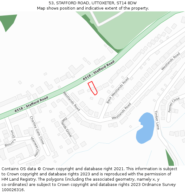53, STAFFORD ROAD, UTTOXETER, ST14 8DW: Location map and indicative extent of plot