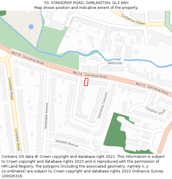 53, STAINDROP ROAD, DARLINGTON, DL3 9AH: Location map and indicative extent of plot