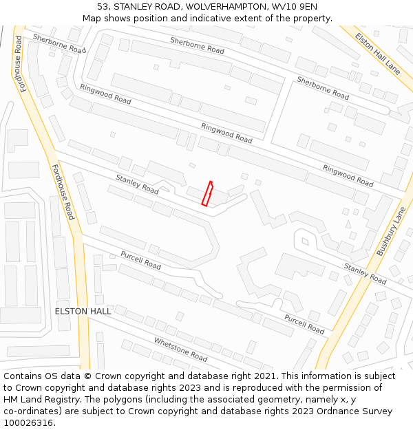 53, STANLEY ROAD, WOLVERHAMPTON, WV10 9EN: Location map and indicative extent of plot