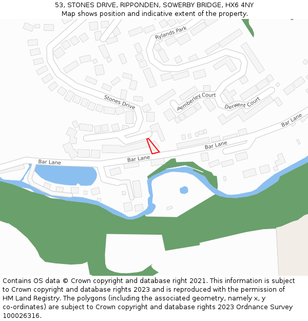 53, STONES DRIVE, RIPPONDEN, SOWERBY BRIDGE, HX6 4NY: Location map and indicative extent of plot