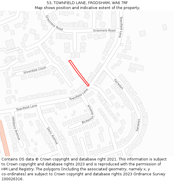 53, TOWNFIELD LANE, FRODSHAM, WA6 7RF: Location map and indicative extent of plot