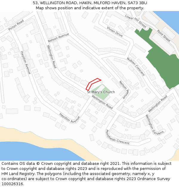 53, WELLINGTON ROAD, HAKIN, MILFORD HAVEN, SA73 3BU: Location map and indicative extent of plot
