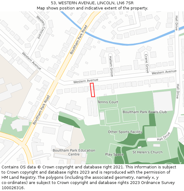 53, WESTERN AVENUE, LINCOLN, LN6 7SR: Location map and indicative extent of plot