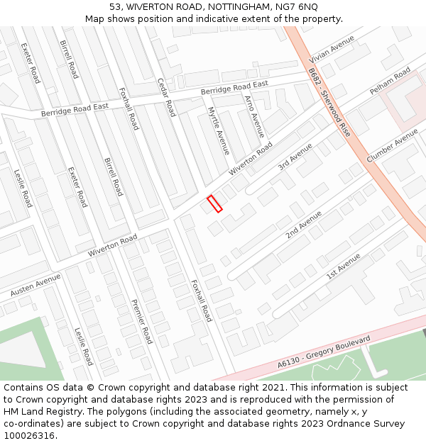 53, WIVERTON ROAD, NOTTINGHAM, NG7 6NQ: Location map and indicative extent of plot