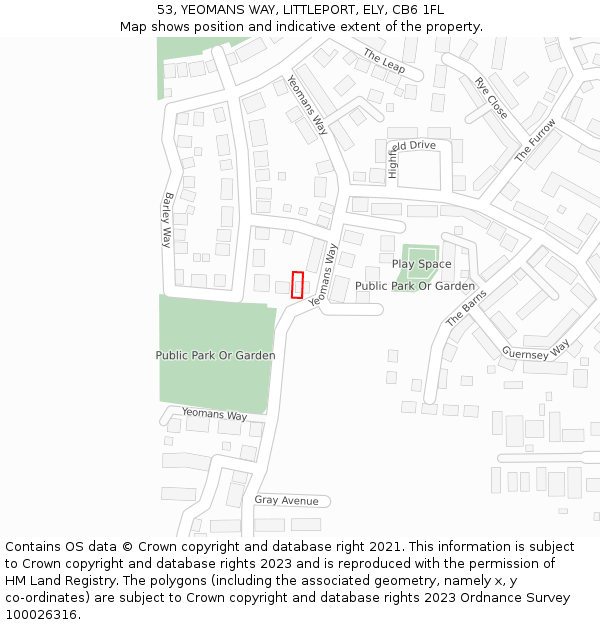 53, YEOMANS WAY, LITTLEPORT, ELY, CB6 1FL: Location map and indicative extent of plot