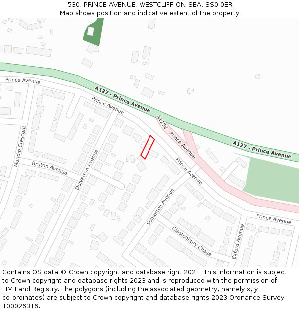 530, PRINCE AVENUE, WESTCLIFF-ON-SEA, SS0 0ER: Location map and indicative extent of plot
