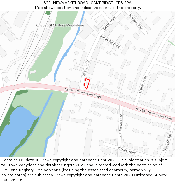 531, NEWMARKET ROAD, CAMBRIDGE, CB5 8PA: Location map and indicative extent of plot