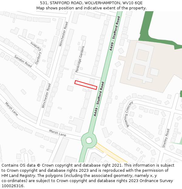 531, STAFFORD ROAD, WOLVERHAMPTON, WV10 6QE: Location map and indicative extent of plot