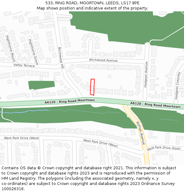 533, RING ROAD, MOORTOWN, LEEDS, LS17 8PE: Location map and indicative extent of plot