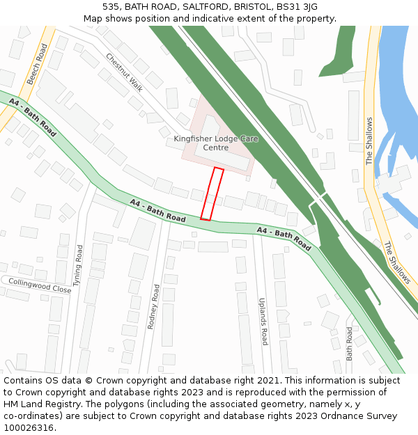535, BATH ROAD, SALTFORD, BRISTOL, BS31 3JG: Location map and indicative extent of plot